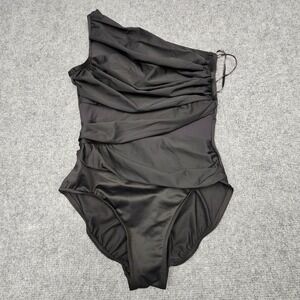 Miraclesuit Women One Piece Jena One Shoulder Mesh Draped Slimming Black Size 12